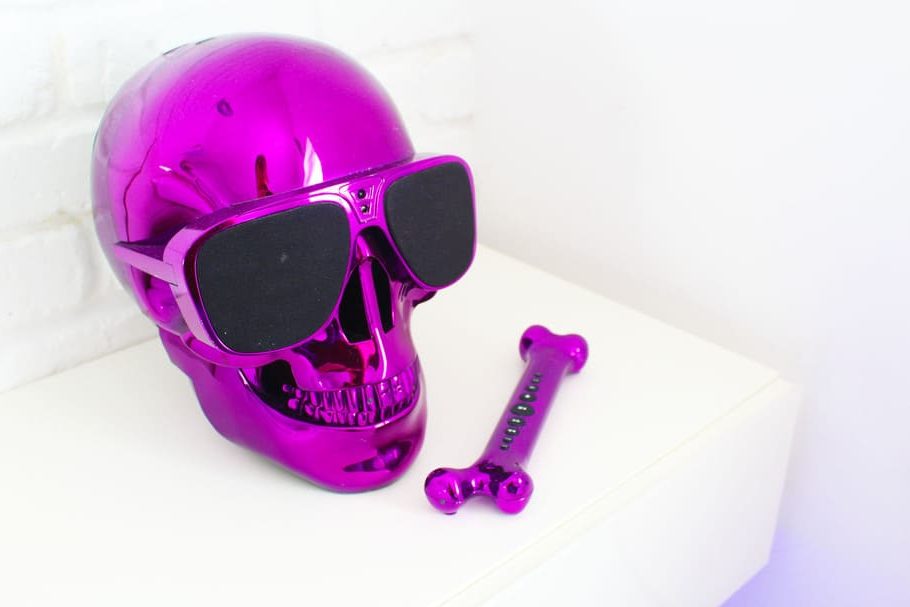 What is Composition in Photography? Still life of a purple skull and bone.