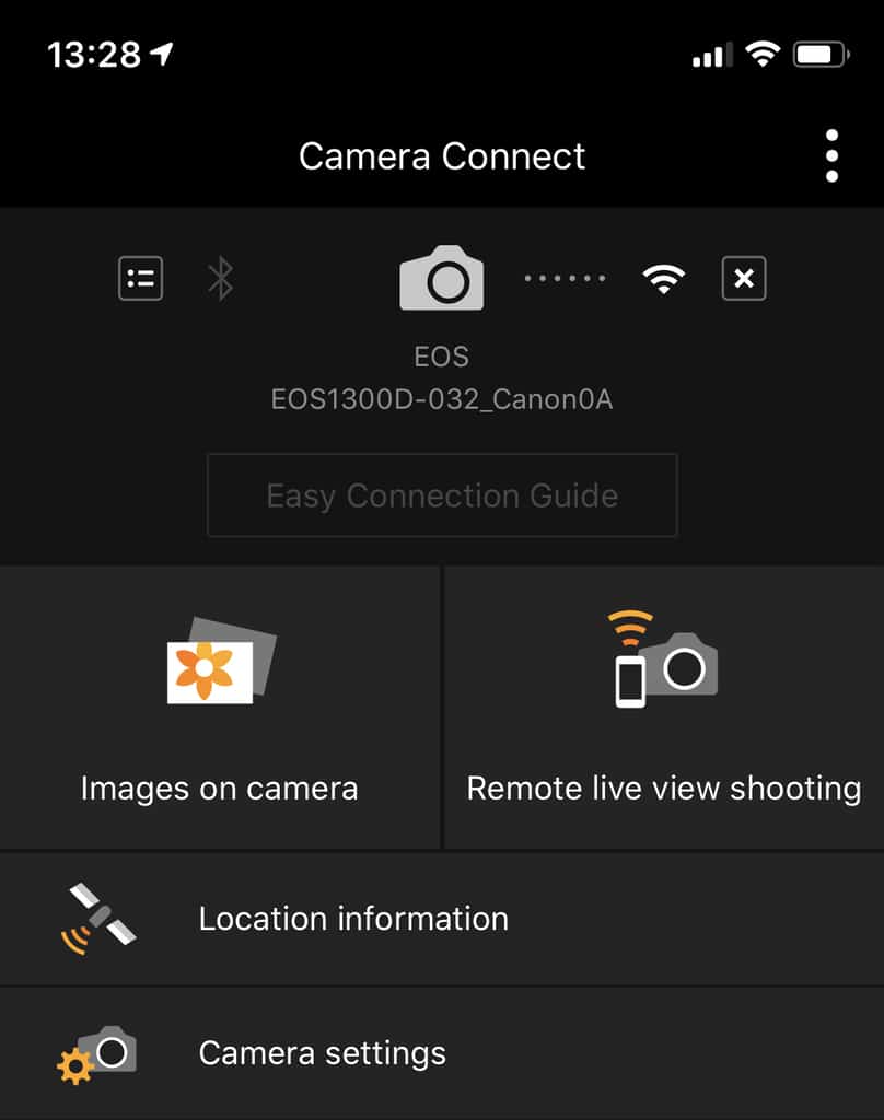 Canon Camera Connect App on iPhone