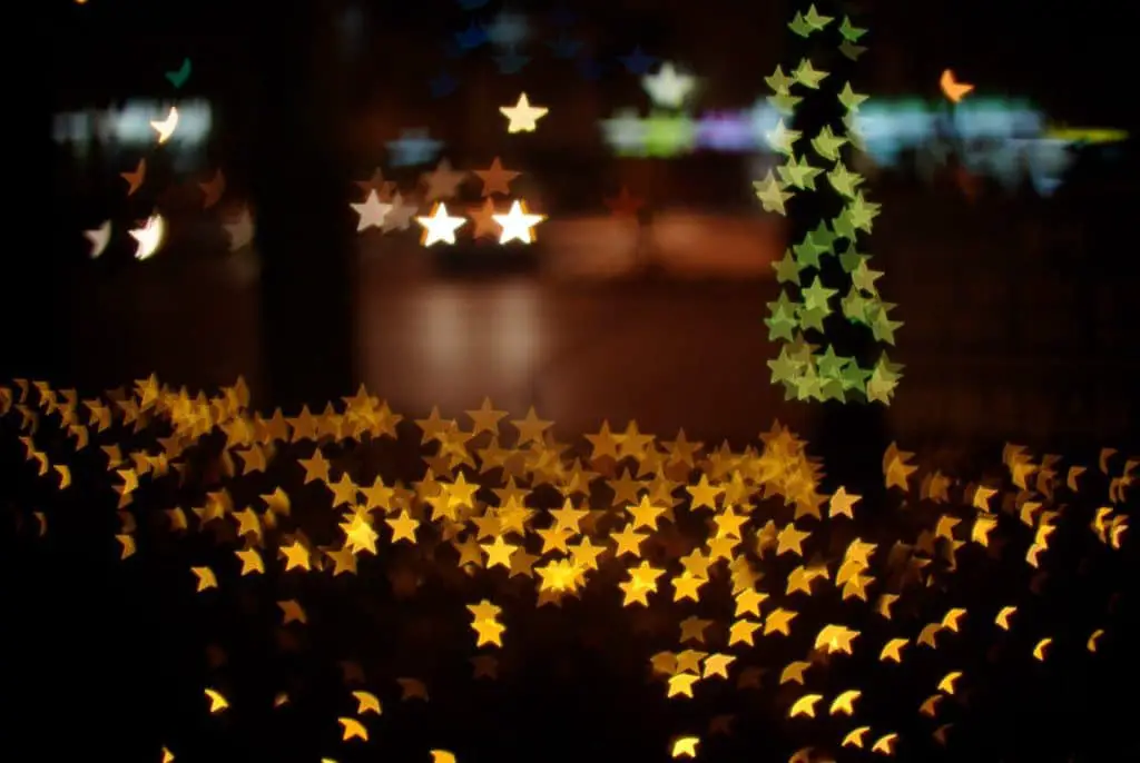 What is Bokeh in Photography? Star shaped blurred points of light.