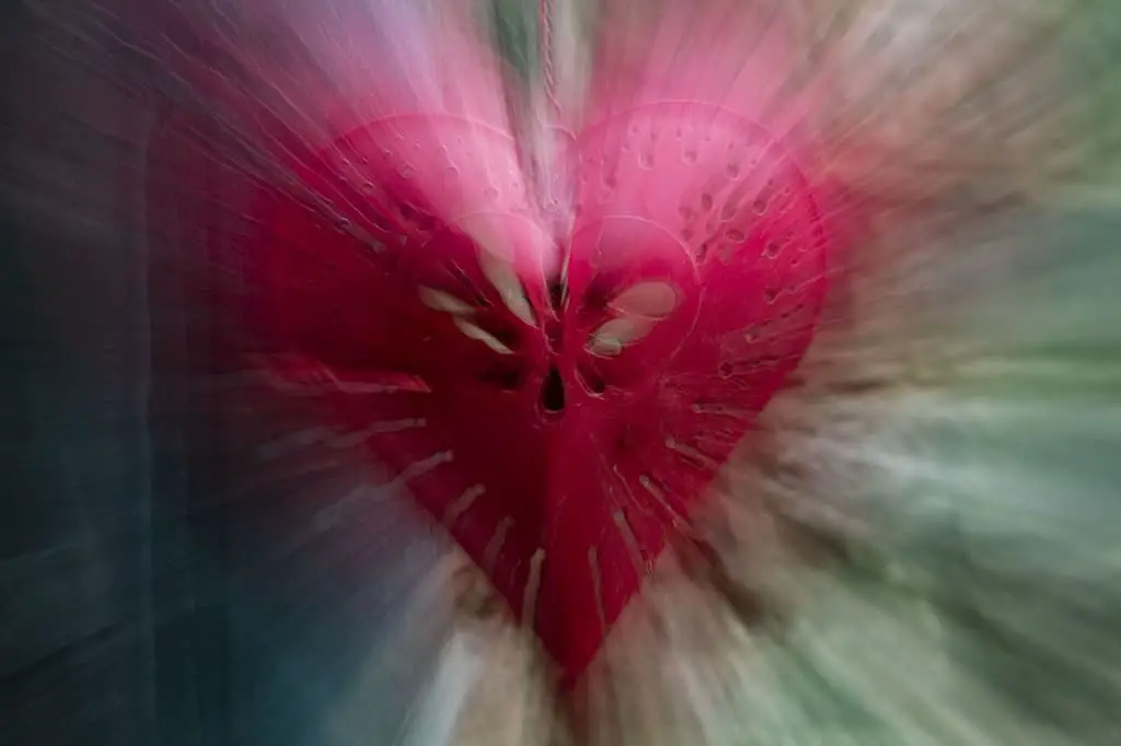 How to Take a Zoom Blur Photo! Red Tin Heart slow shutter zoom blur.
