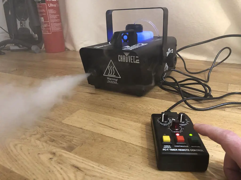 How to Use a Fog Machine to Create a Foggy Street Photo Indoors! Long cable remote control for fog machine.
