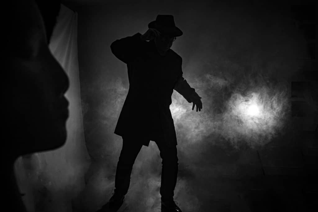 How to Use a Fog Machine to Create a Foggy Street Photo Indoors! Street scene film noir silhouette.