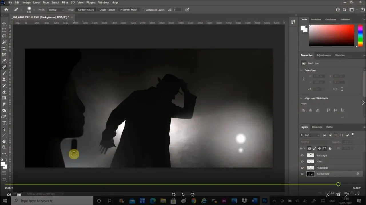 How to Use a Fog Machine to Create a Foggy Street Photo Indoors! Spot healing corrupt background details.