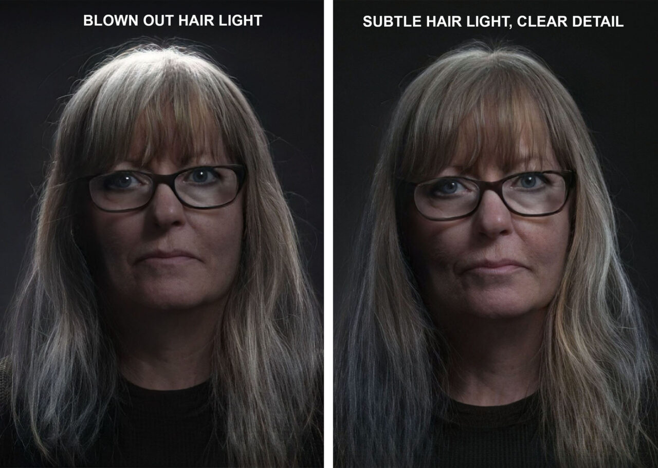 What is The Hair Light? Power comparison, don't over do it.