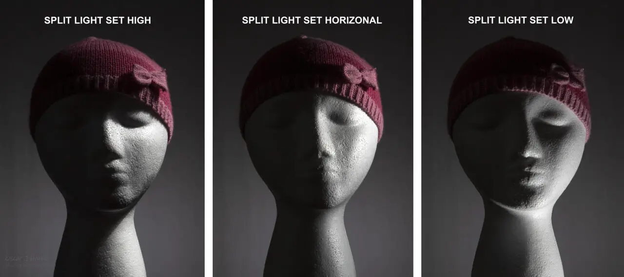 What is Split Lighting in Portrait Photography? Effect of different heights of Split Light.