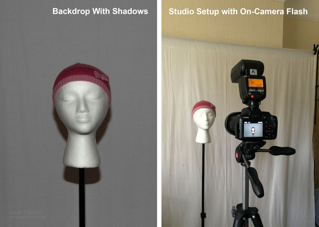 How to Avoid Shadows in Indoor Photography? On-camera, head-on flash position.